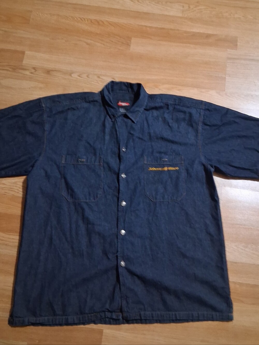Men's Casual Dark Blue Button-Down Work Shirt